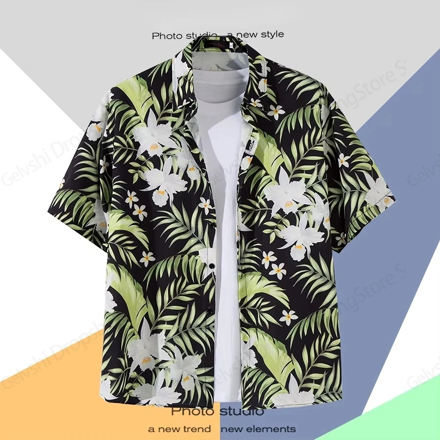 Camisa havaiana com estampa floral 3d de desenho animado, masculina, feminina, moda, camisas de manga curta, camisa de praia, blusa animal, top solto