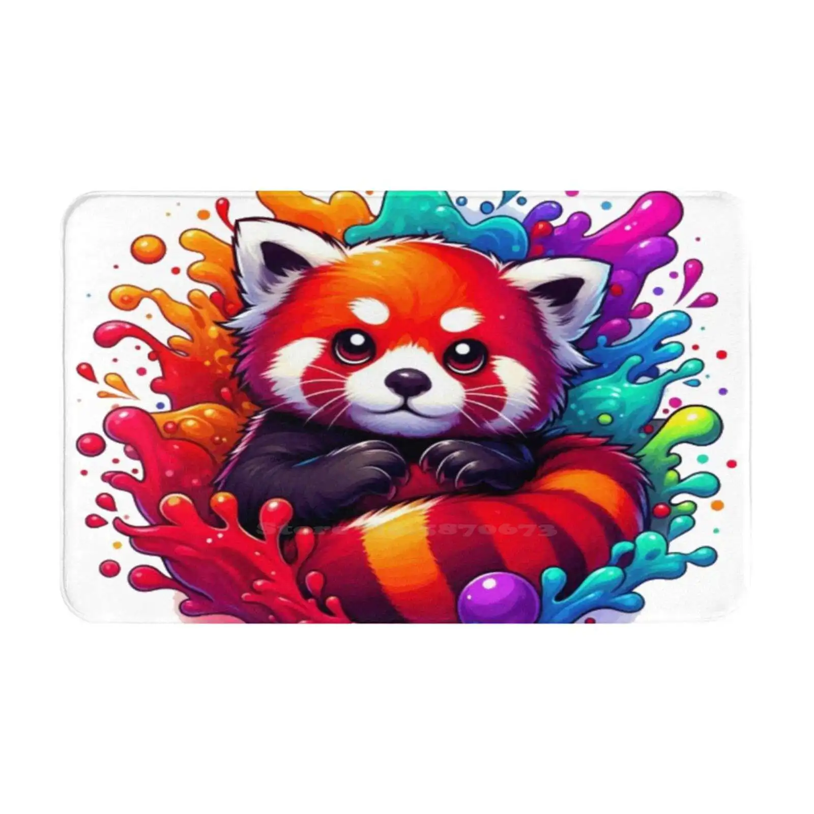 

Adorable Red Panda In A Vibrant Paint Splash-Cute & Colorful Art T-Shirt Cotton Tshirt Colorful Splash Cute Kawaii Vibrant