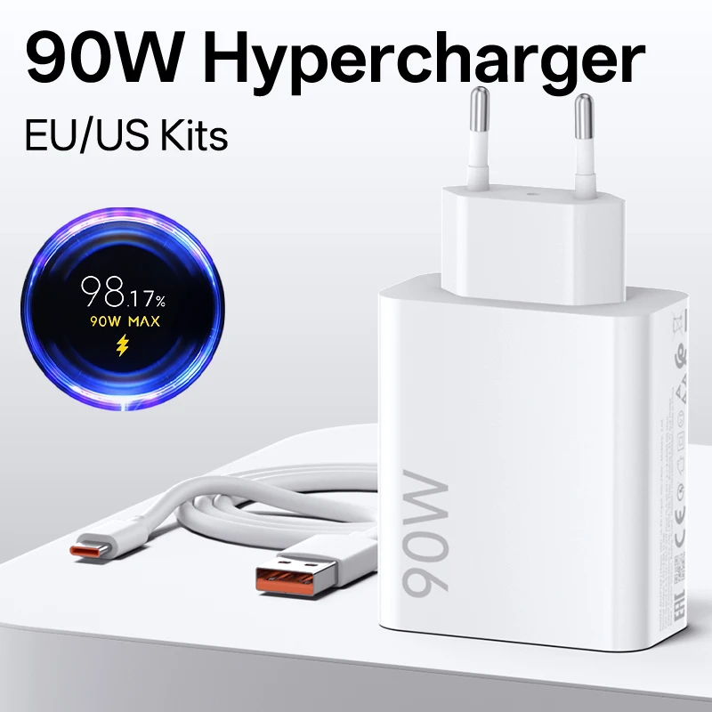 Chargeur rapide USB 90W EU Turbo pour Xiaomi 15 Ultra 15T Pro 14 13 Redmi Poco X7 Pro F7 Pro Type C Câble de charge USB