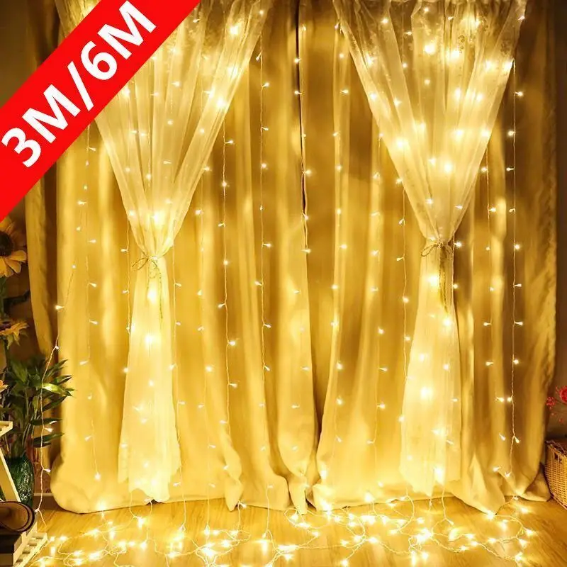 

LED USB Curtain Light Garland Birthday Decoration 3M 4M 6M 8 Mode Fairy String Light Holiday Light Wedding Party Christmas Decor