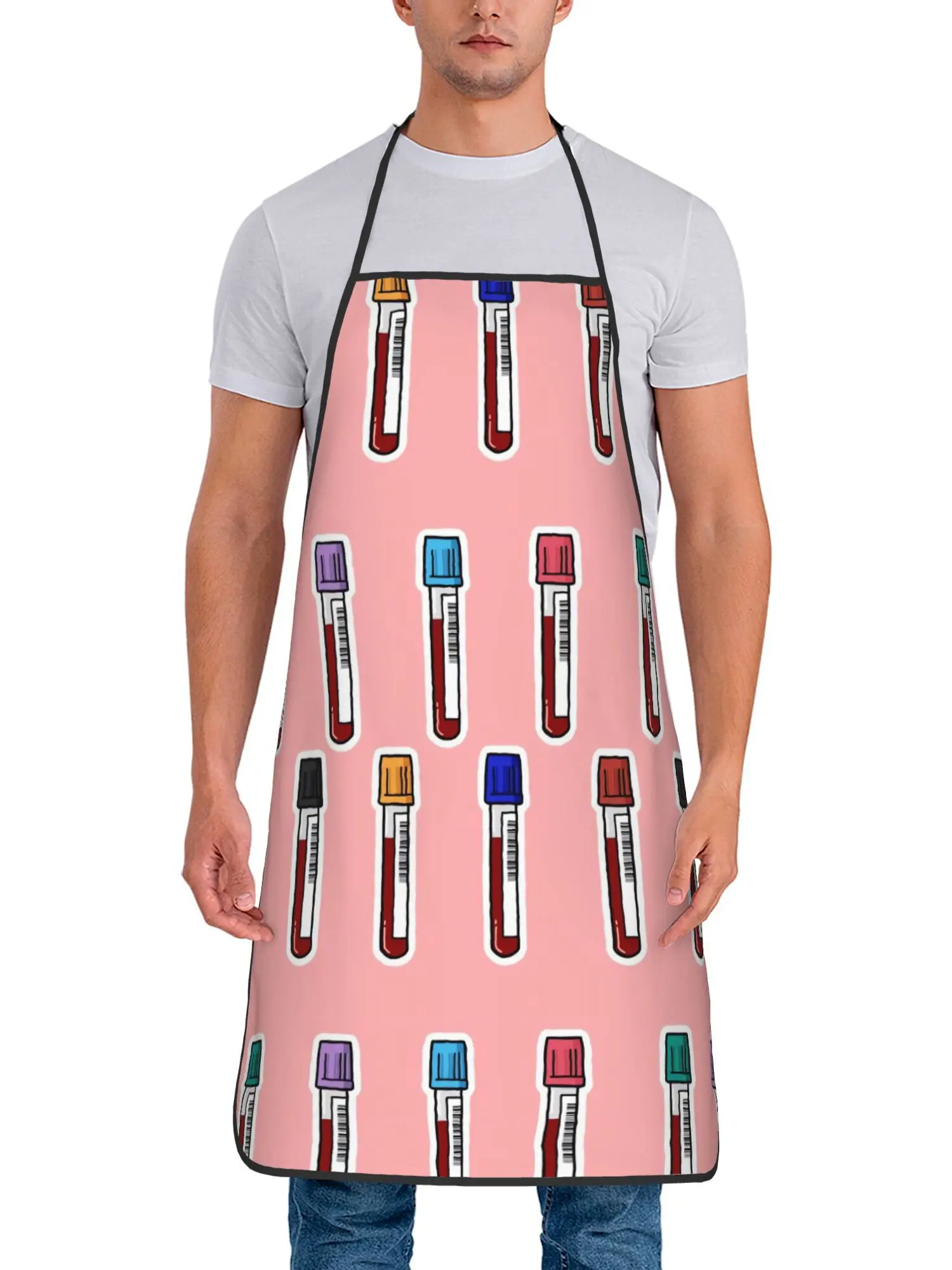 Delantal con diseño de Blood Vacutainer - Unisex y adecuado para cocinar en casa, hornear y hacer ejercicio |   Impresión de Tubo de Sangre |   Pinafore compuesto