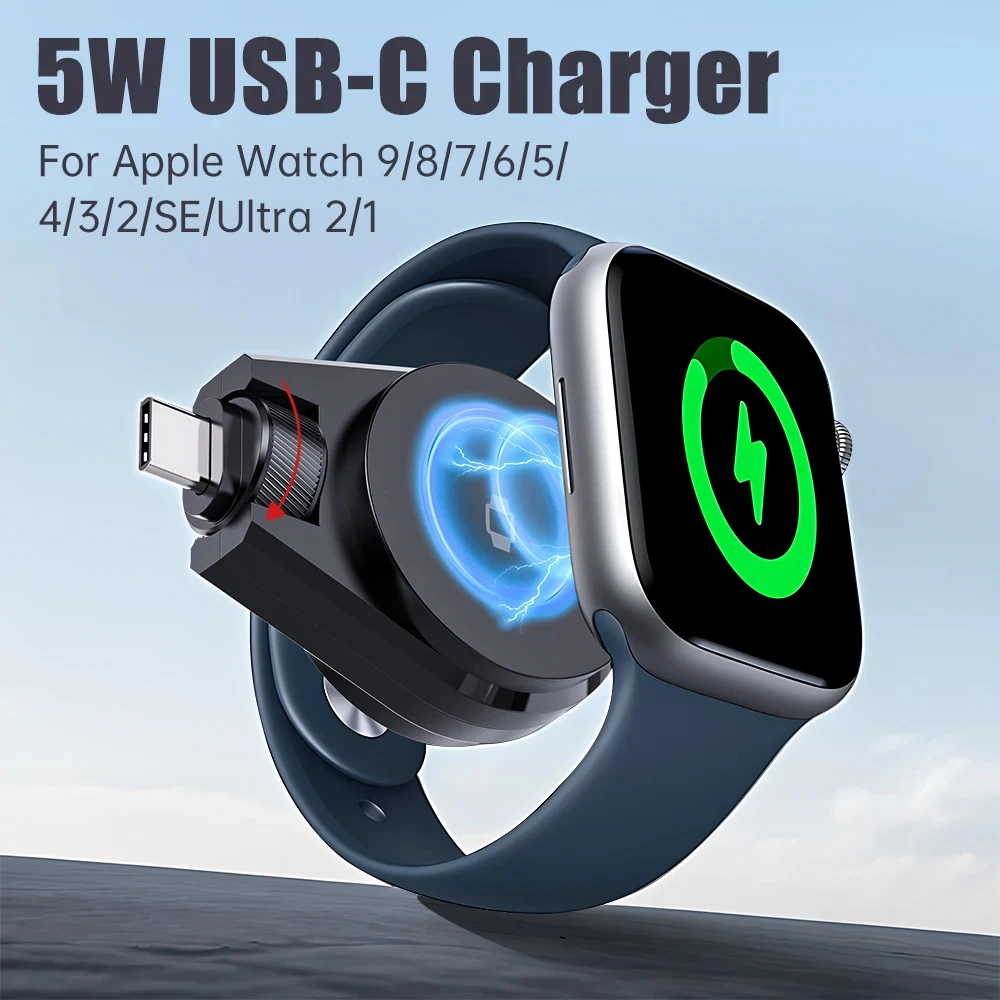 Portable Wireless Charger for Apple Watch Series 9/8/UItra/7/6/5/4/3/2/SE 5W Magnetic iWatch Charger Smart Charging Dock