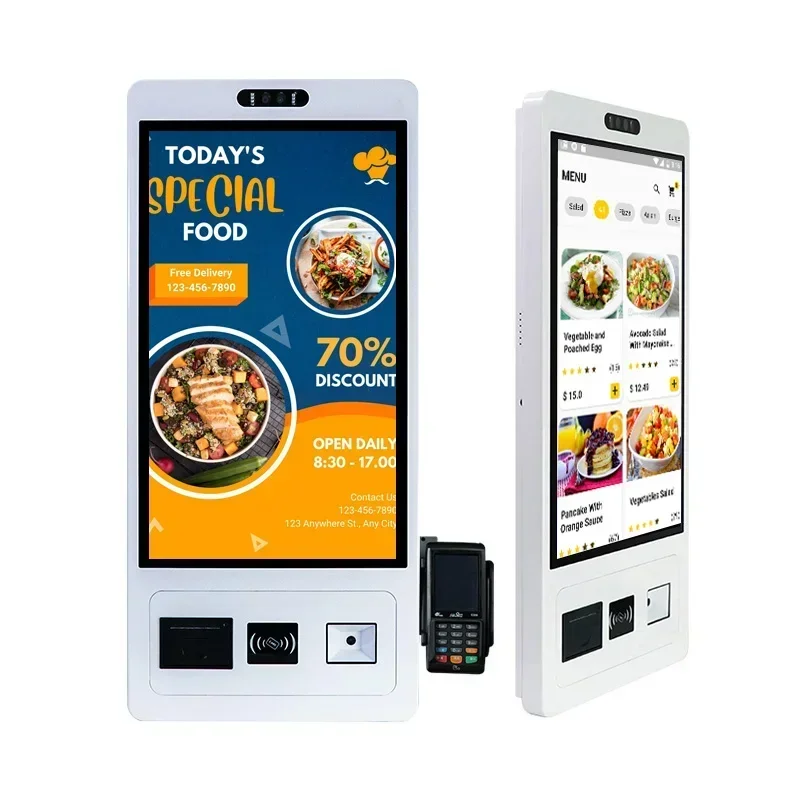 

Fast Food 15.6 22 24 32 Inch Touch Screen POS Self Checkout Machine Self-Service Payment Ordering Kiosk for Restaurants