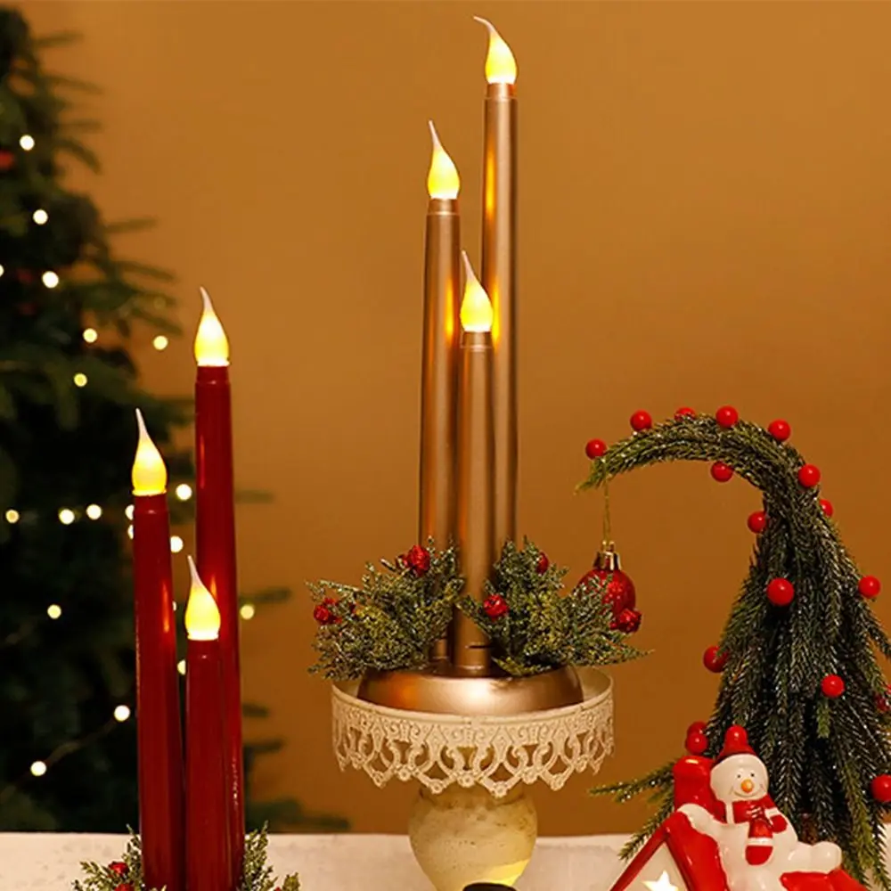 Retro Christmas LED Candles Light Luminous Plastic Electric Candle Tealight Elegant Flickering Simulated Candle Light