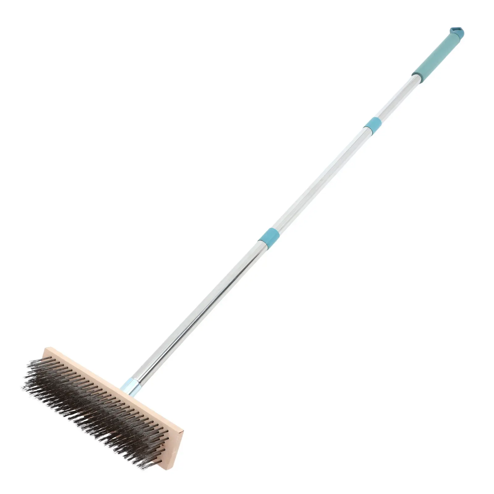 Heavy Duty Rough Surface Floor Brush 20Cm Wide Stainless Steel Bristles 138Cm Long Handle for Deck Patio Concrete Garage