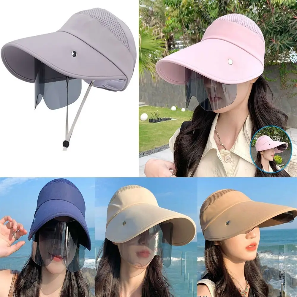 Retractable Breathable Sunscreen Visor Cap Sunglasses Female Summer Hat Anti-UV Beach Hat Sports Cap Empty Top Hat Sun Hats