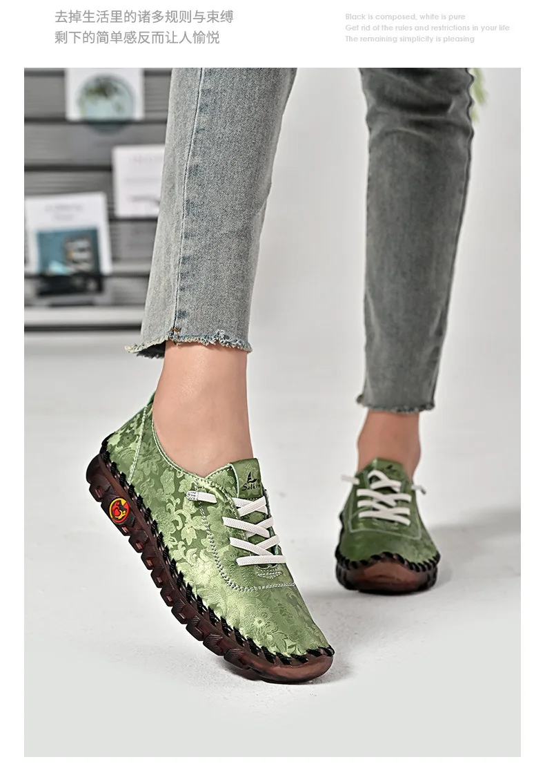 New Unique Oxford Shoes 43 44 Women's Split Leather Loafers Woman Orthopedic Moccasins Mother Designer Laced Daily Walking Flats