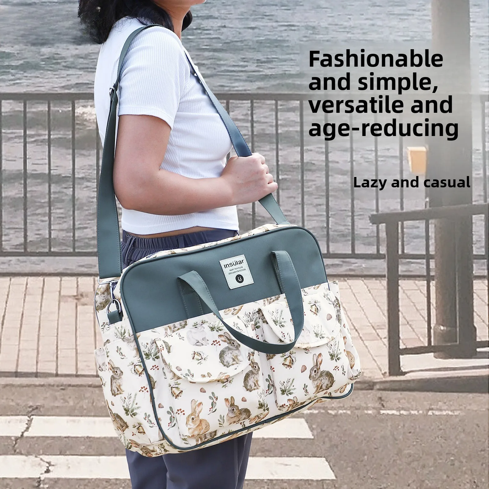 

Multifunctional Single-Shoulder Crossbody Diaper Bag Waterproof for Baby Outings Handheld Hospital Bag