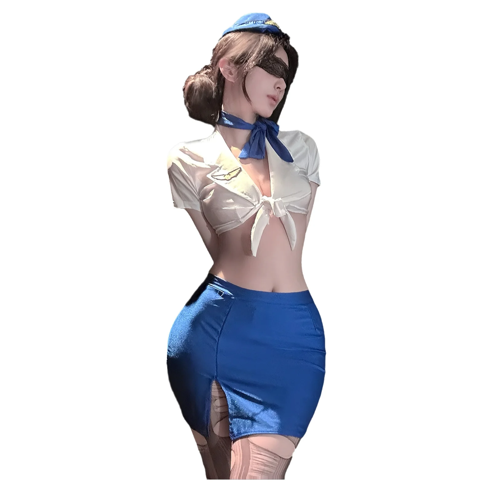 

Sexy Flight Attendant Seductive And Alluring Pure Desire Sensual And Enticing Uniform Sexy Bowknot Sexy Sets Short Sleeved XV8W