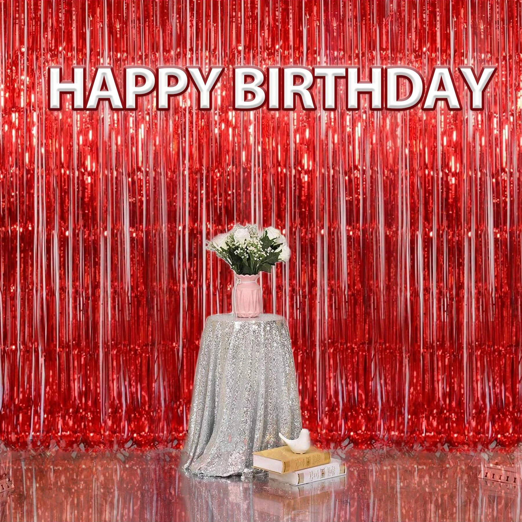 3 قطع 2 م ستائر شرابة، ستائر حرير المطر من رقائق القصدير، حفلات أعياد الميلاد، حفلات الزفاف، الأولاد والبنات، ديكورات كشف الجنس #3