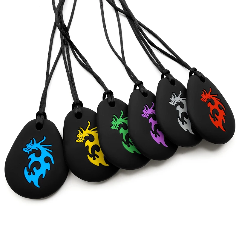 New Silicone Sensory Chew Necklace Chewy Kids Silicone Unicorns, Bees Shape Teether Necklace Toy, for Children with Autism