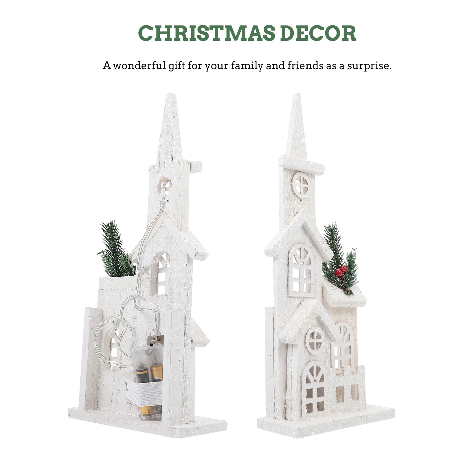 

1Pcs Luminous Castle Decorative Desktop Ornament Christmas Party Xmas Showcase Adornment Home Adornment Wooden Craft Delicate