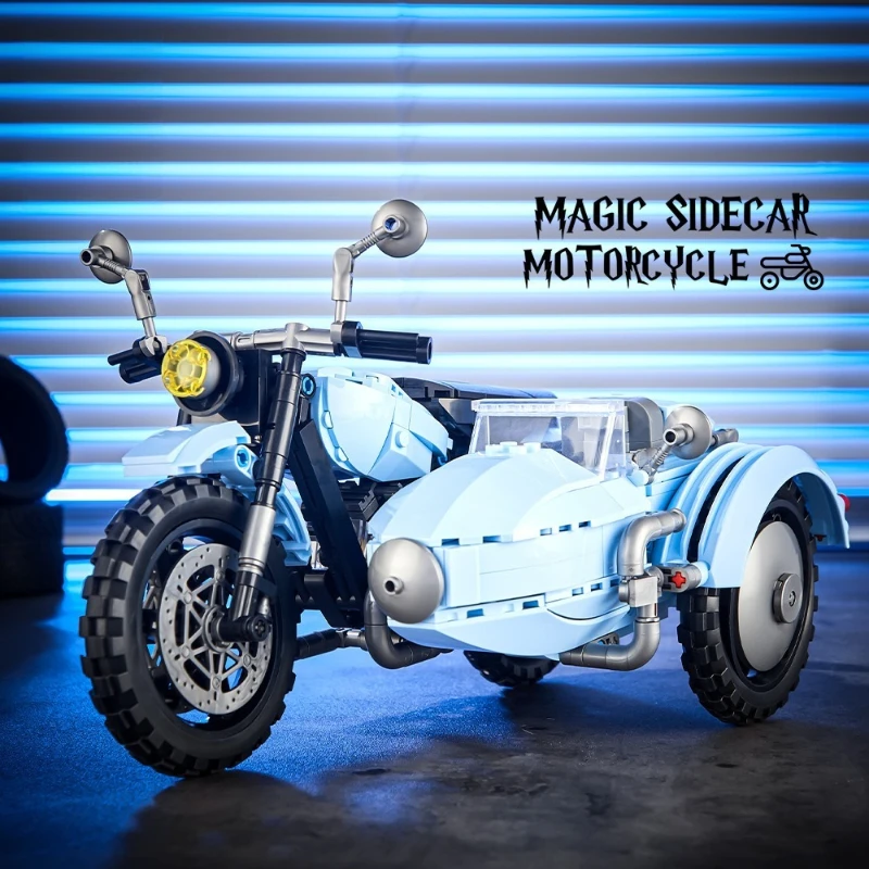 

Sidecar, motorcycle, tricycle model, children's educational building block toy gift