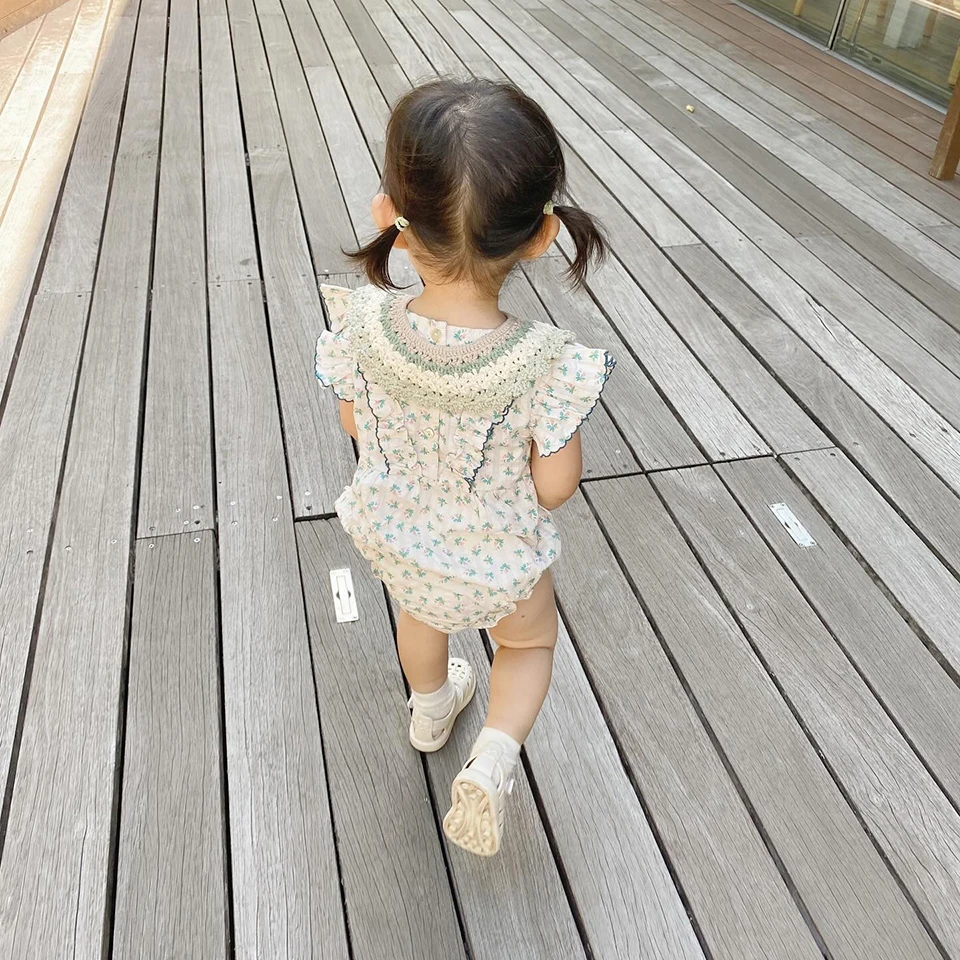 2024 Children Clothes Set Summer KS Girls Floral T-shirts Tops Shorts Baby Girl Soft Rompers Kid Vacation Casual Tee Clothing