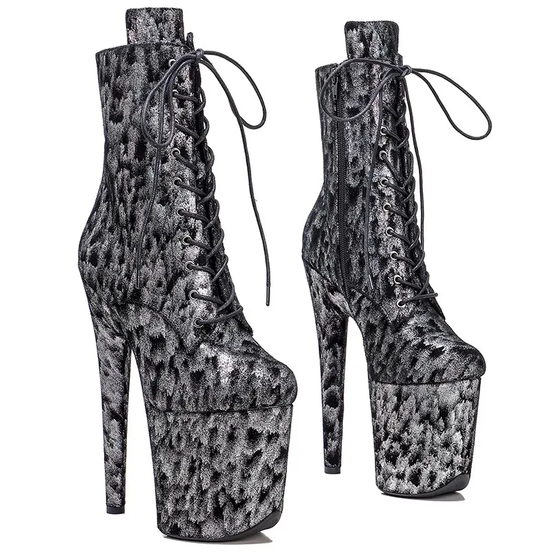 

New Women 20CM/8inches Genuine Leather Upper Plating Platform Sexy High Heels Boots Pole Dance Shoes 183