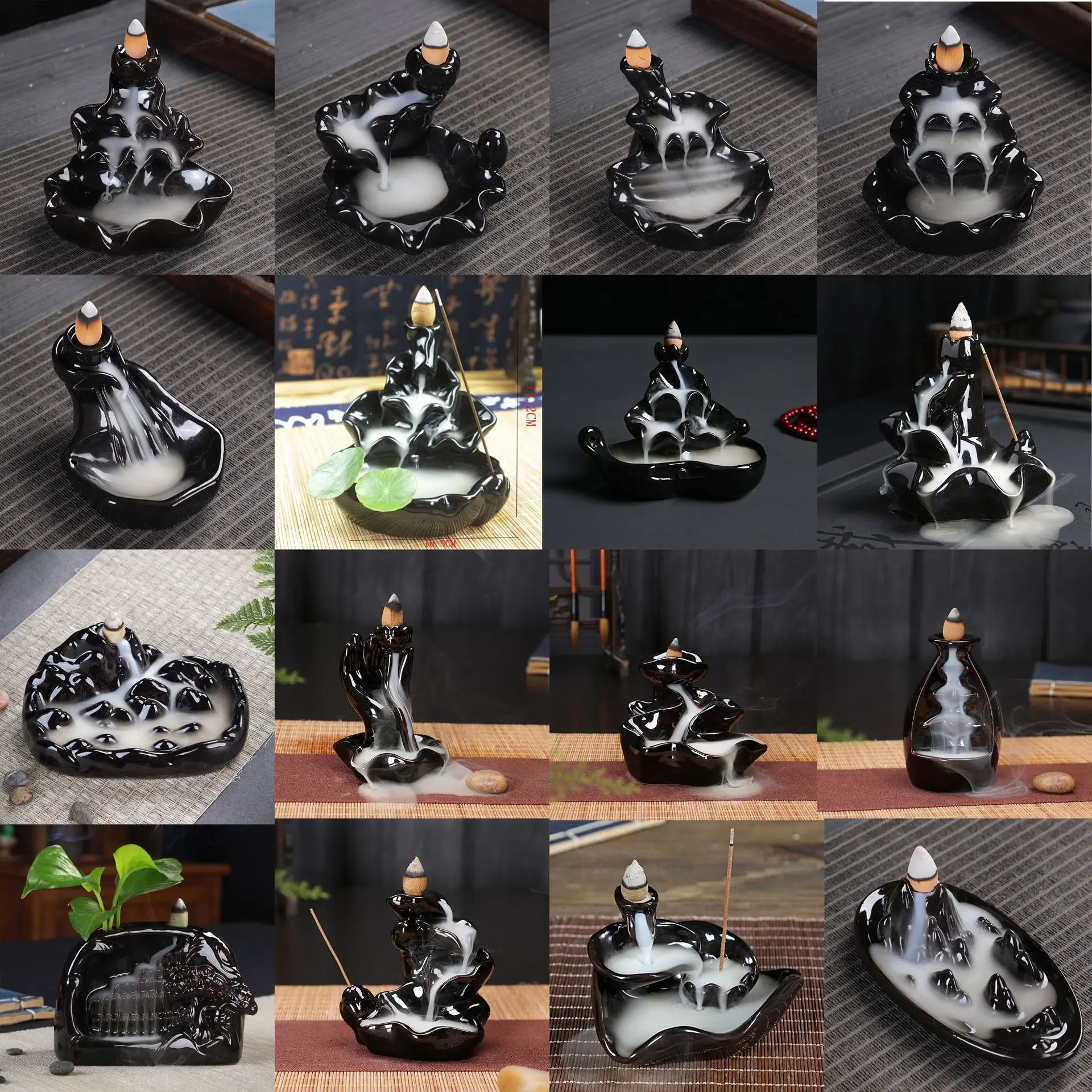 Backflow Ceramic Handicrafts Stone Grinding Aromatherapy Burner  Backflow Smoke Incense Road Alpine Flowing Water Ornament