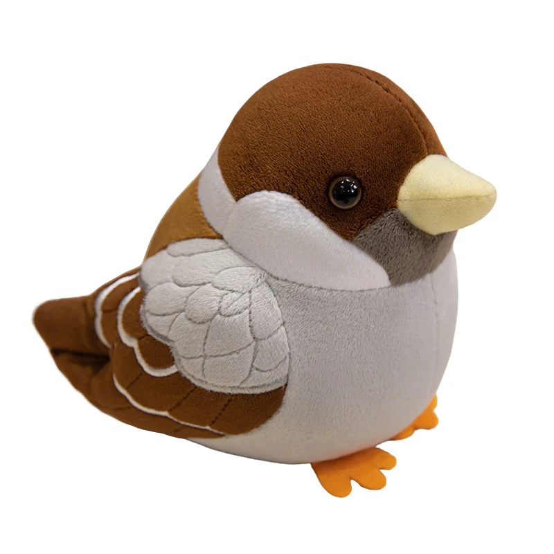 Jouet en peluche moineau rond réaliste, poupée d'animal en peluche, oreiller d'oiseau doux, cadeau de Simulation mignon pour filles et garçons, anniversaire