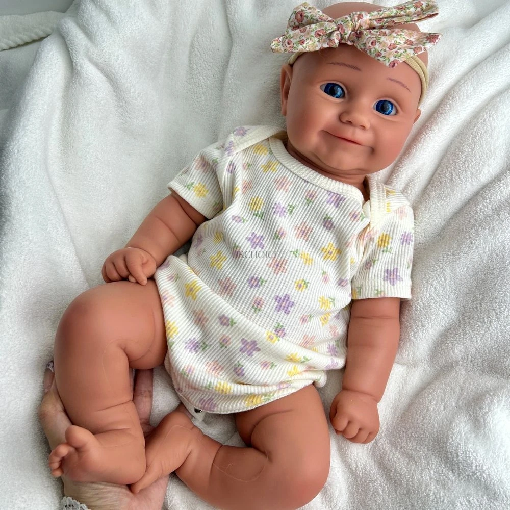 Handmade 3D Skin 20Inch Cuddly Silicone Reborn Baby Girl Maddie Lifelike Washable Soft Touch Doll for Collection Kids Toy