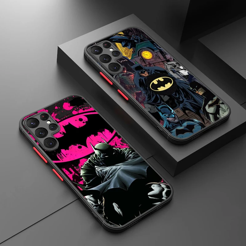 B-Batmans Joker Cartoon Cool Frosted Translucent For Samsung Galaxy S24 S23 S22 S21 S20 FE S10 S9 Plus Ultra Pro 5G Phone Case