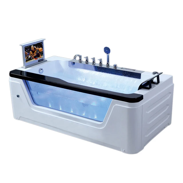 for Glass luxurious Jet Massage Bath tub With TV And Colored Bubble Whirlpool Bathtubs