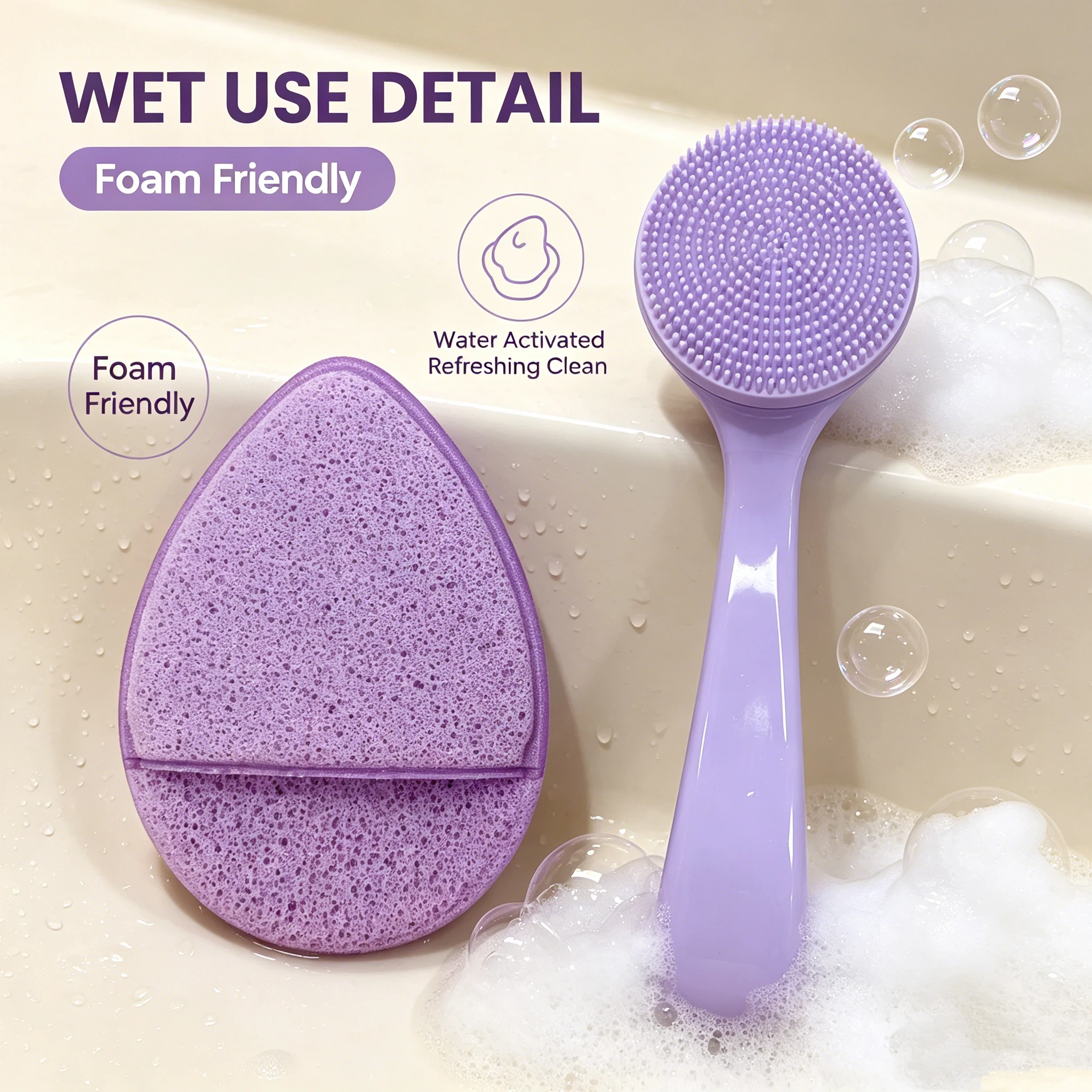 2-in-1 Facial Cleansing Set: Rich, Dense Foam, Gentle Exfoliation, Home Facial Skincare Cleansing Tool