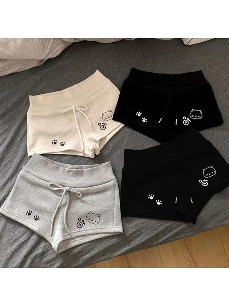 

Корейские шорты на шнурке в стиле ретро: милые, повседневные, женские, в американском спортивном стиле, для отдыха и города, модные, трендовые