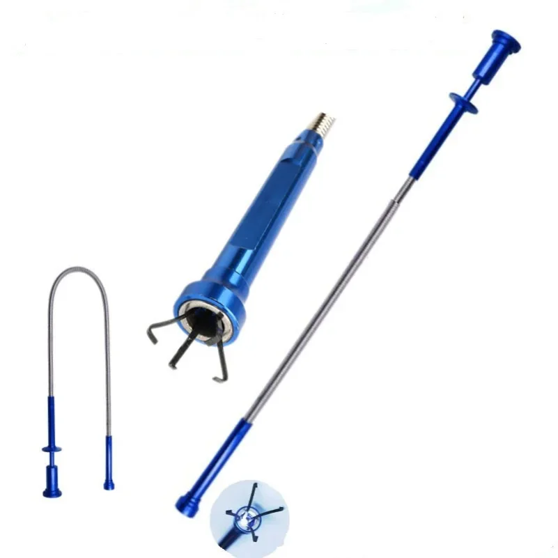 

23.6inch Flexible Pick Up Magnet 4 Claw LED Light Magnetic Long Spring picker Car Repair Catcher Toilet Gadget Sewer Pickup Tool