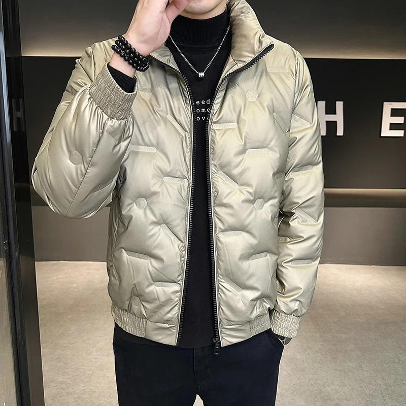 Duck Down Jackets 2024 Autumn Winter Men's Solid Color Short Style Warm Puffer Coats Youth Streetwear Padded Parkas Top Clothing