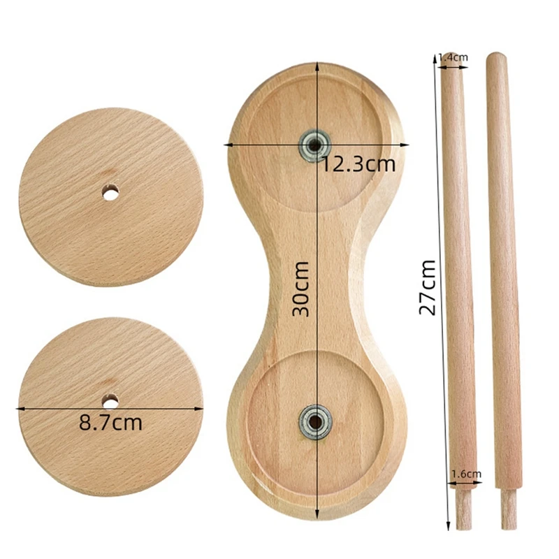 Double Wooden Yarn Skein Holder For Crocheting, Yarn Holder For Knitting Yarn Spindle Dispenser Crocheting Tool Easy To Replace