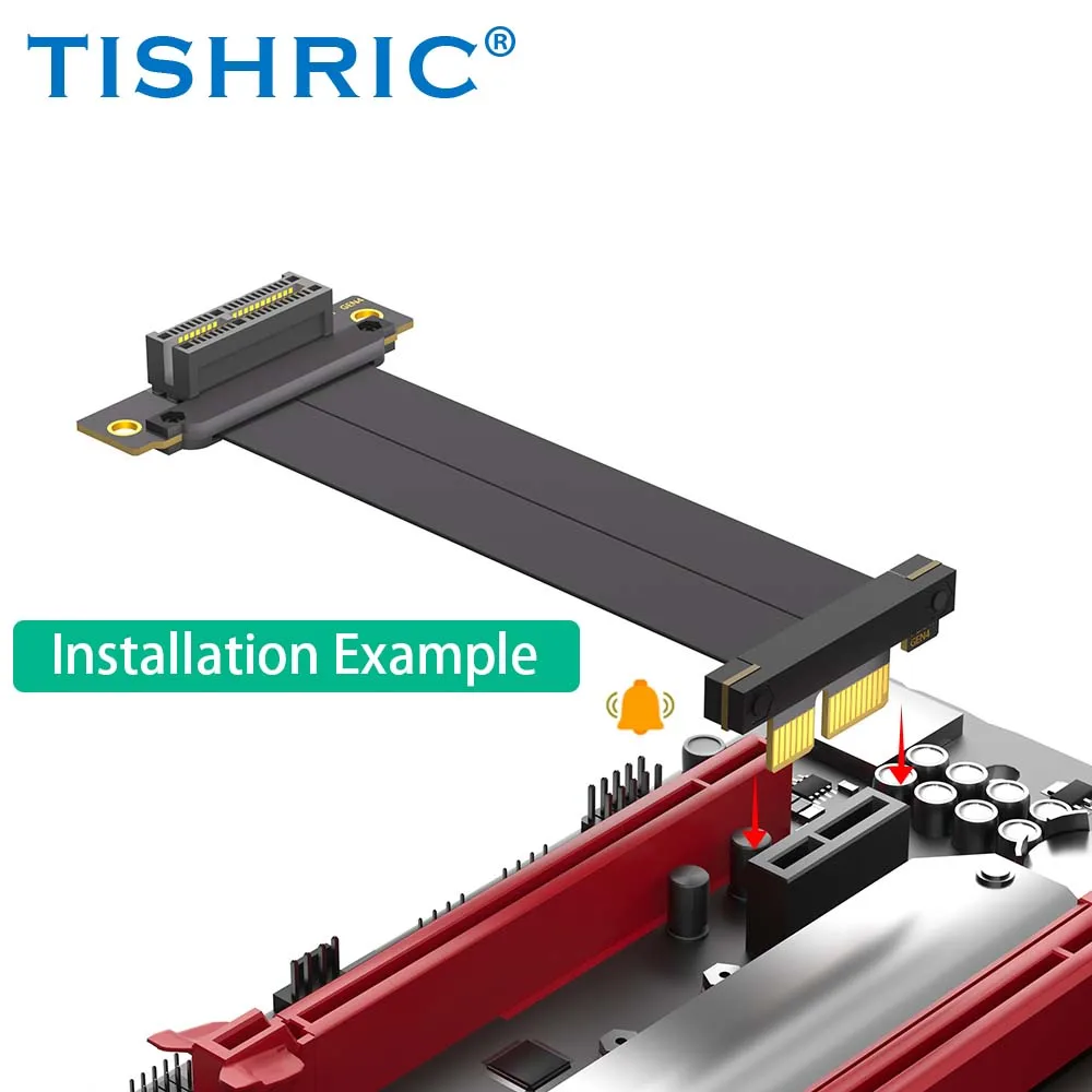 TISHRIC PCIE4.0 X To 1X/4X To 4X Riser Cable PCIE X1 X4 Extension Cable Dual 90 Degree Right Angle Adapter High-Speed Extender