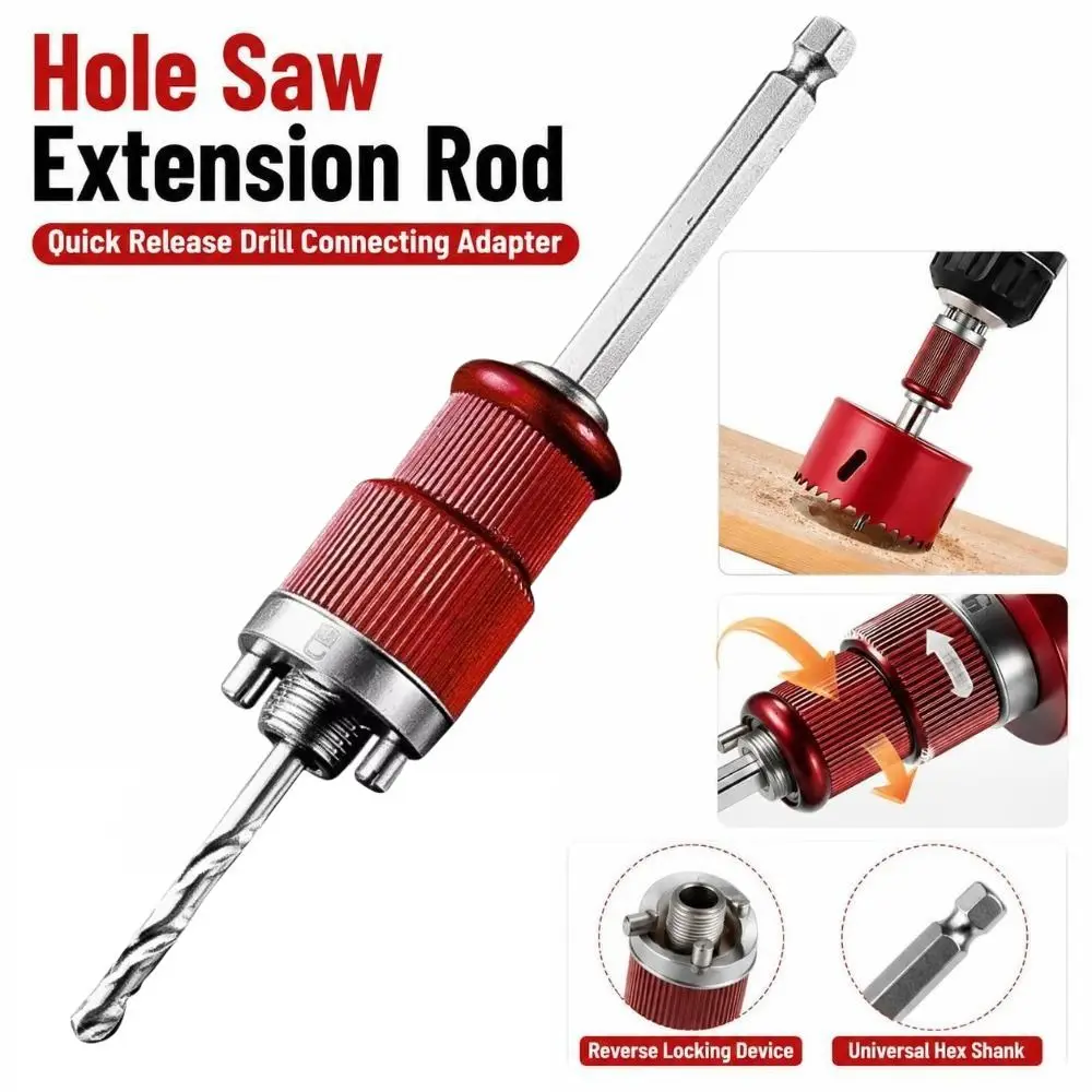 Quick Release Hole Saw Extension Rod Hex Shank Quick Connect Drill Connecting Rod Self Locking Hole Opener Adapter