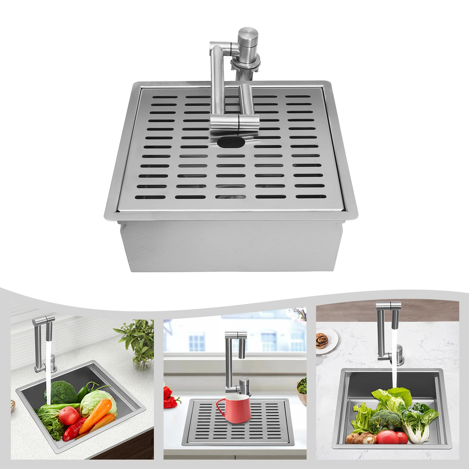 

Раковина из нержавеющей стали 304, барная раковина, кухонная мойка из нержавеющей стали с крышкой, используемая в доме, ресторанах, прачечных