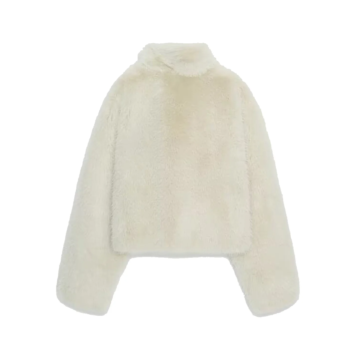 Z Women's Faion ort Coat Artificial Fur Effect Personali Youth Stand Fit Long Sve Stand Collar European Sle