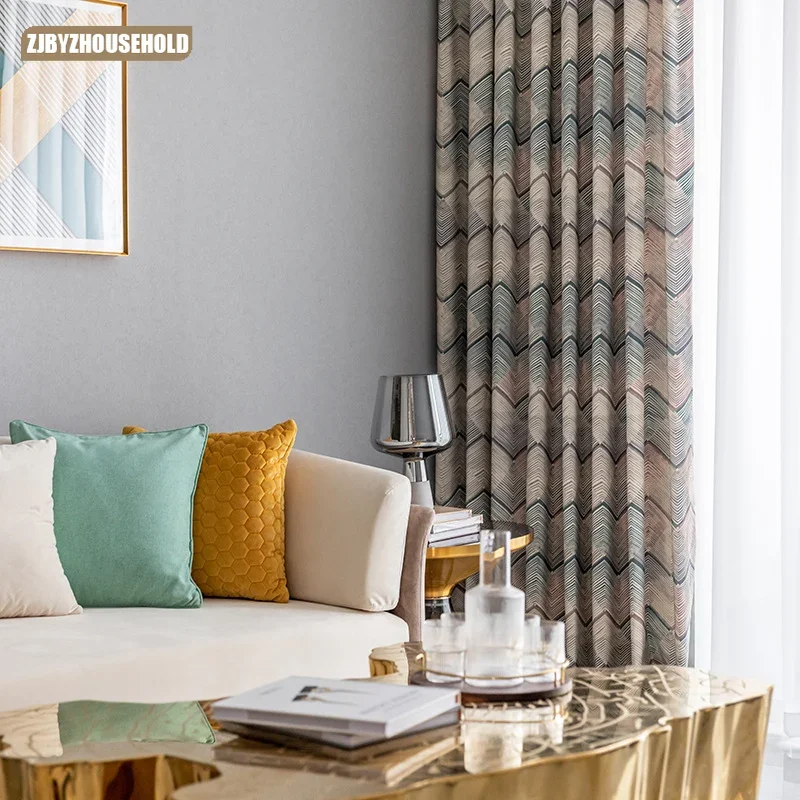 

Modern Minimalist New Style Polyester Cotton Printed Curtains for Living Dining Room Bedroom High Shading(70%-90%)