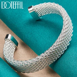 DOTEFFIL 925 Sterling Silver 10mm Braided Bangles For Women Wedding Engagement Party European American Style Bracelet Jewelry