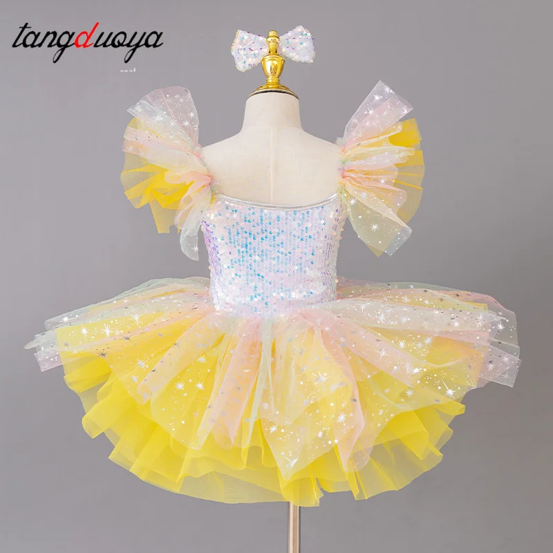 أطفال توتو التنانير يوتار الترتر الرقص الحديث توتو فستان الفتيات ملابس رقص الجاز مرحلة الأطفال فستان الزفاف الأميرة #2