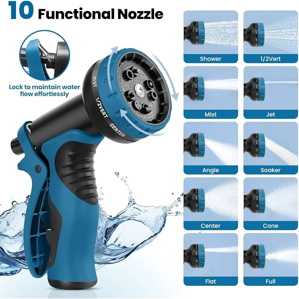 خرطوم حديقة قابل للتوسيع 100FT مع 10 وظيفة فوهة خرطوم مياه معدني خالي من المشبك موصلات مانعة للتسرب تركيبات نحاسية متينة #3