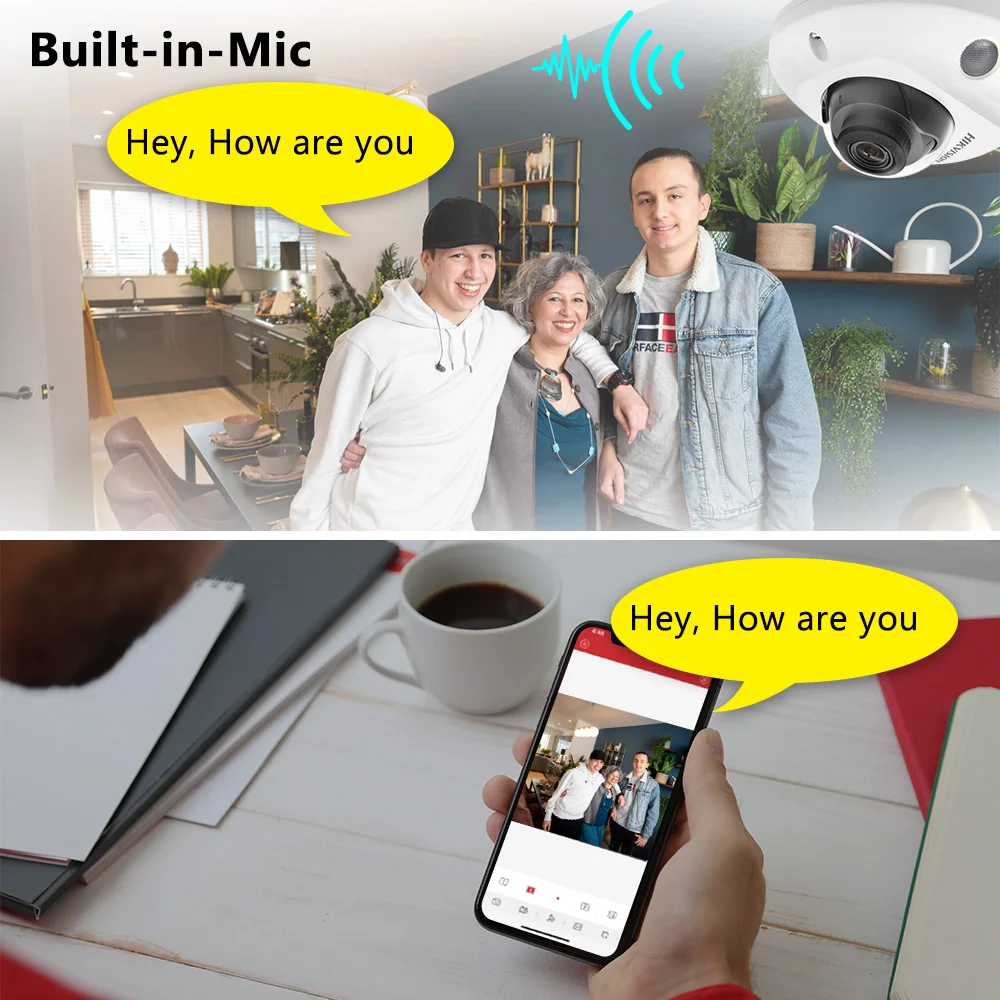 Hikvison Dome 4mp 8mp IP-Kamera DS-2CD2543G2-IS DS-2CD2583G2-IS Sicherheit feste Überwachung Videokameras Innen eingebautes Mikrofon