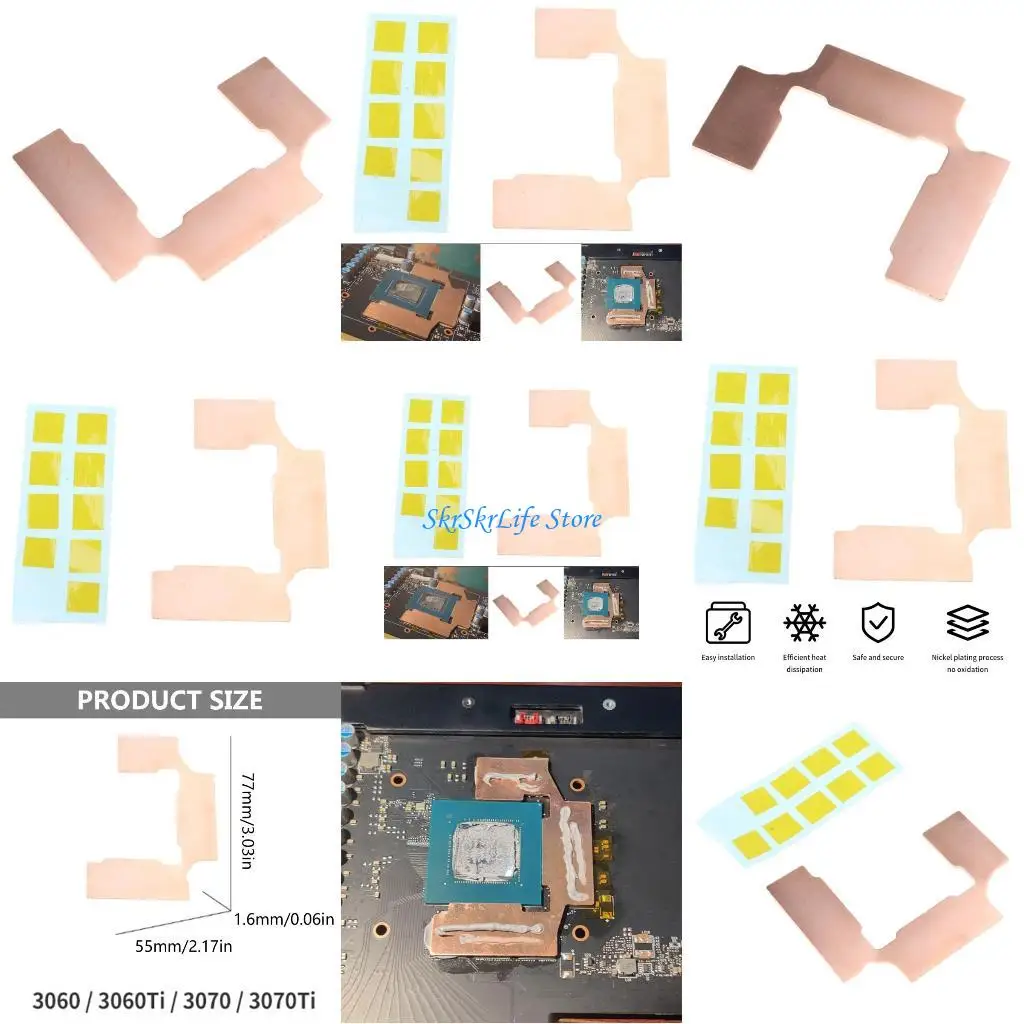 E65E GPU VRAM Thermal Pad Copper Heatsink Miner Graphics Card Cooling 3060ti 3070ti