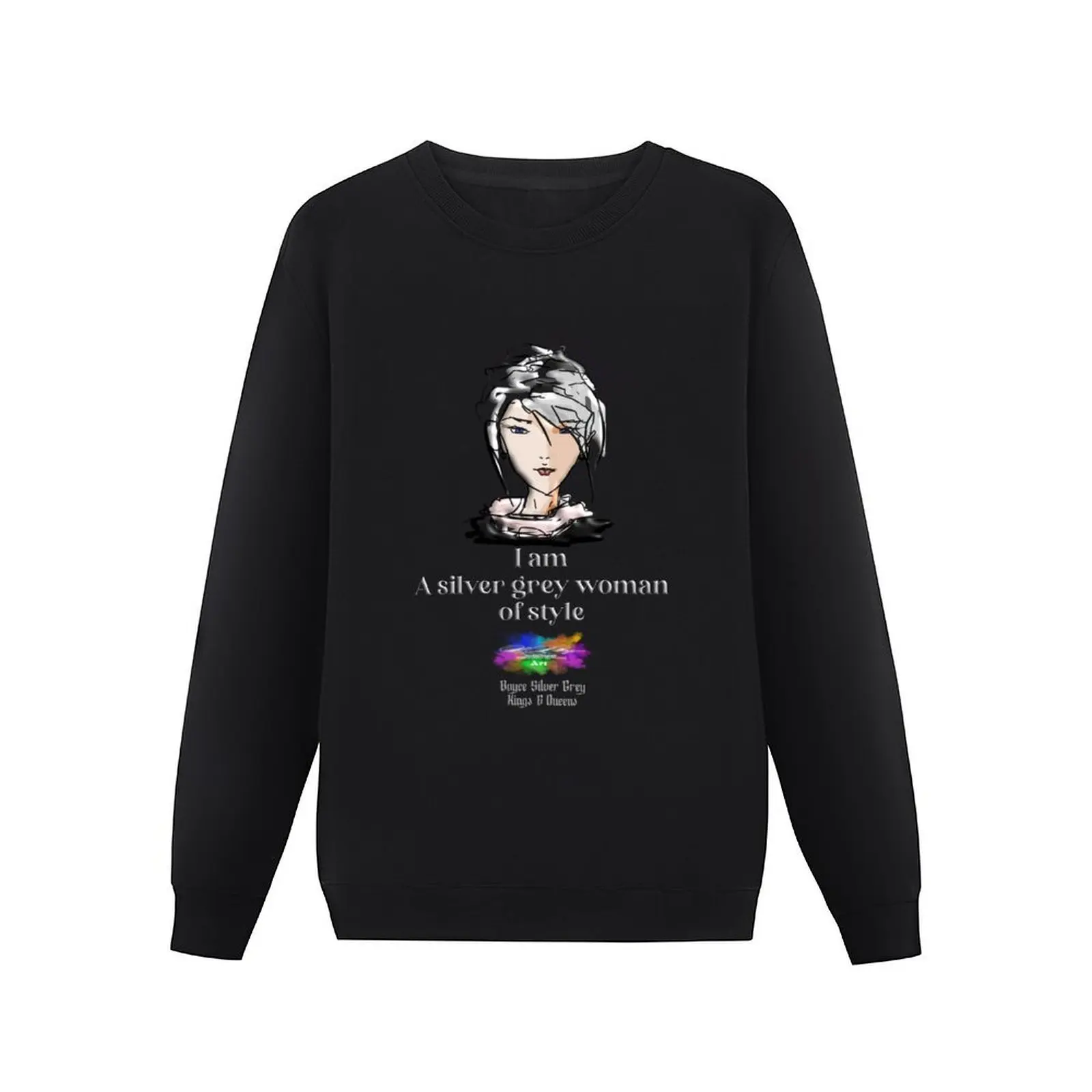 I am a Silver grey woman of style [ Light logo on dark top] Pullover Hoodie men's clothes anime clothes autumn sweatshirt