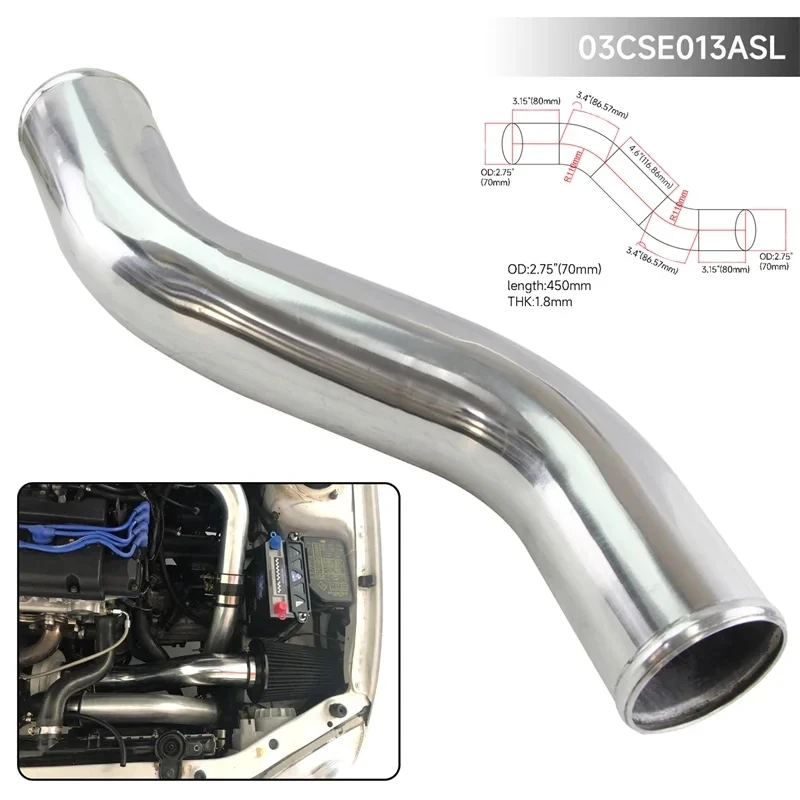 

Aluminum Intercooler Intake Pipe Piping Tube hose 70-80mm 40 Deg /2.75-3.15" inch Z / S Shape Thickness:1.8mm L=450mm
