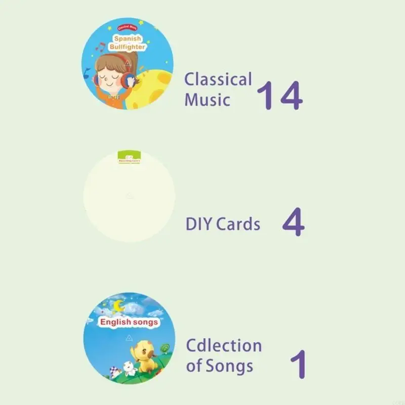 Corb Toddler Phonograph Music and Story Gramophone con 96 carte apprendimento giocattolo educativo della prima infanzia per e
