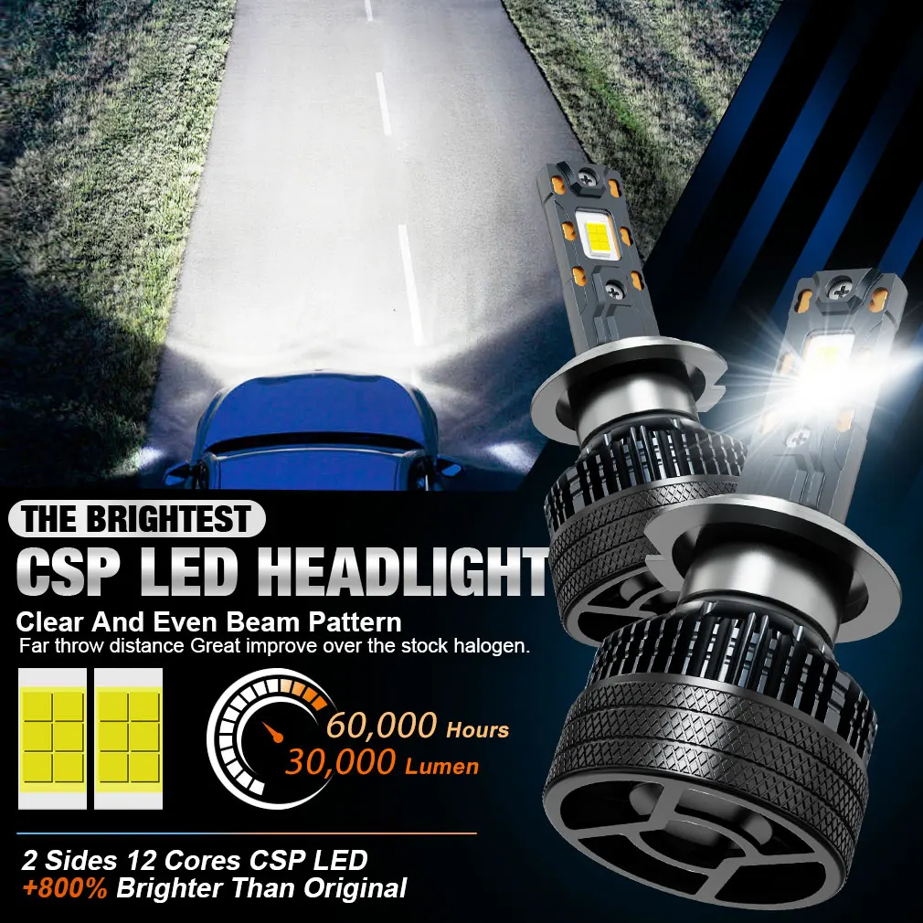 XSTORM H1 H4 H7 LED Canbus H8 H11 H16 JP 9005 HB3 9006 HB4 9012 Hir2 Car Headlight Bulb 30000LM Automobile Kit Turbo Lamp 12V