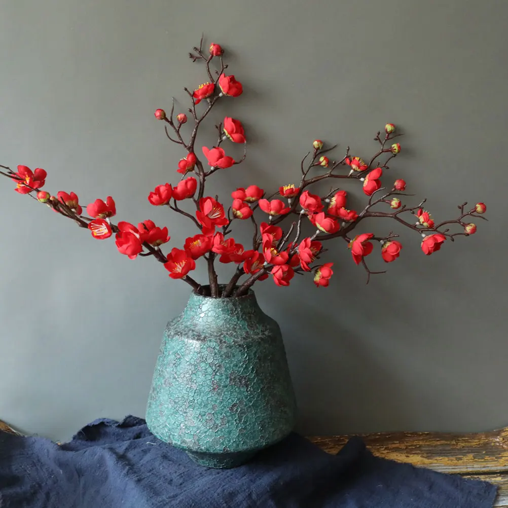 

4pcs White SilkPlum Blossom Fake Flowers for Home Decor Practical Long Term Use Living Room Wedding Party