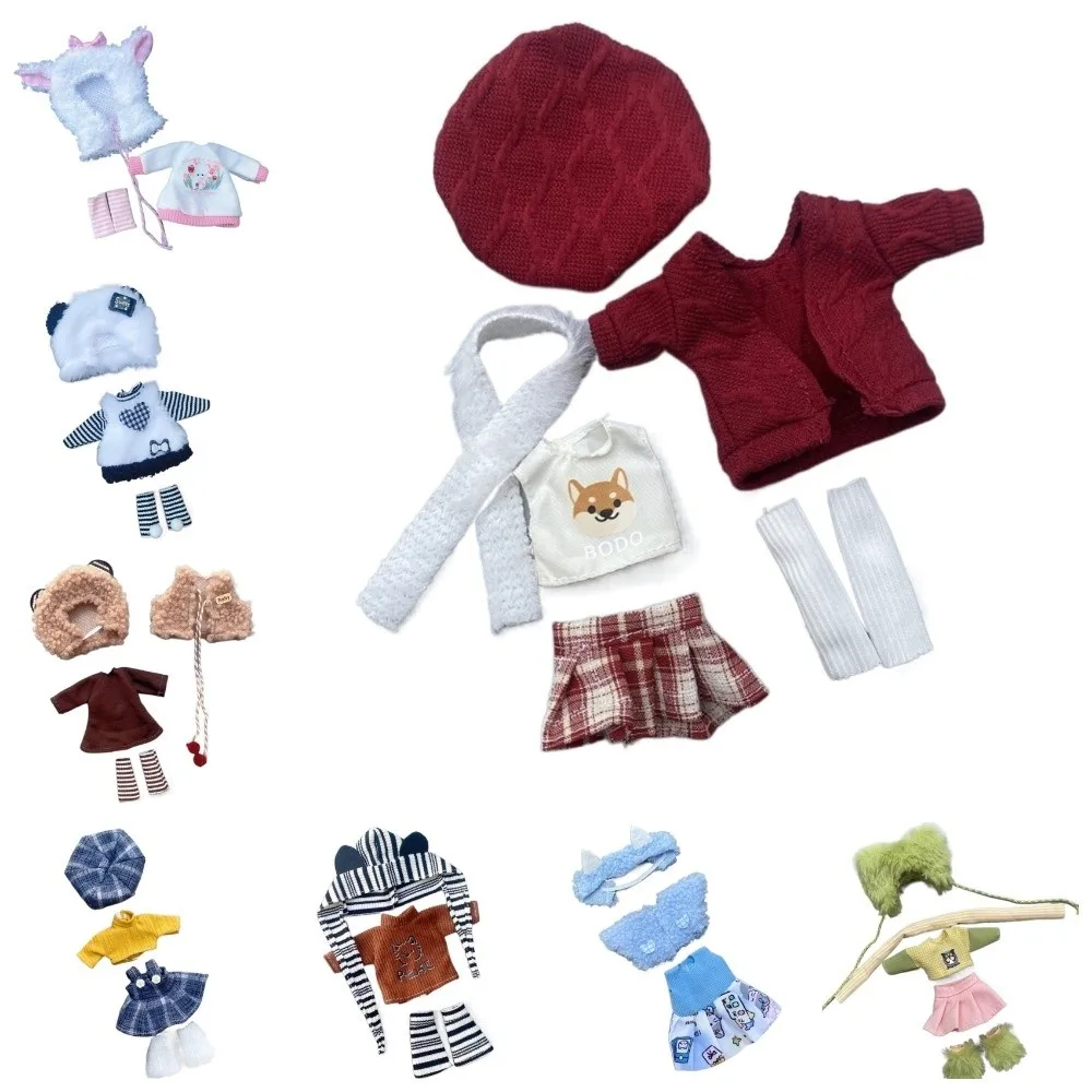 Sweter-płaszcz dla lalki BJD 1/8 1/12, urocze ubranka z kapeluszem, sukienka dla lalki, zestaw ubrań do przebierania, styl jesienno-zimowy.
