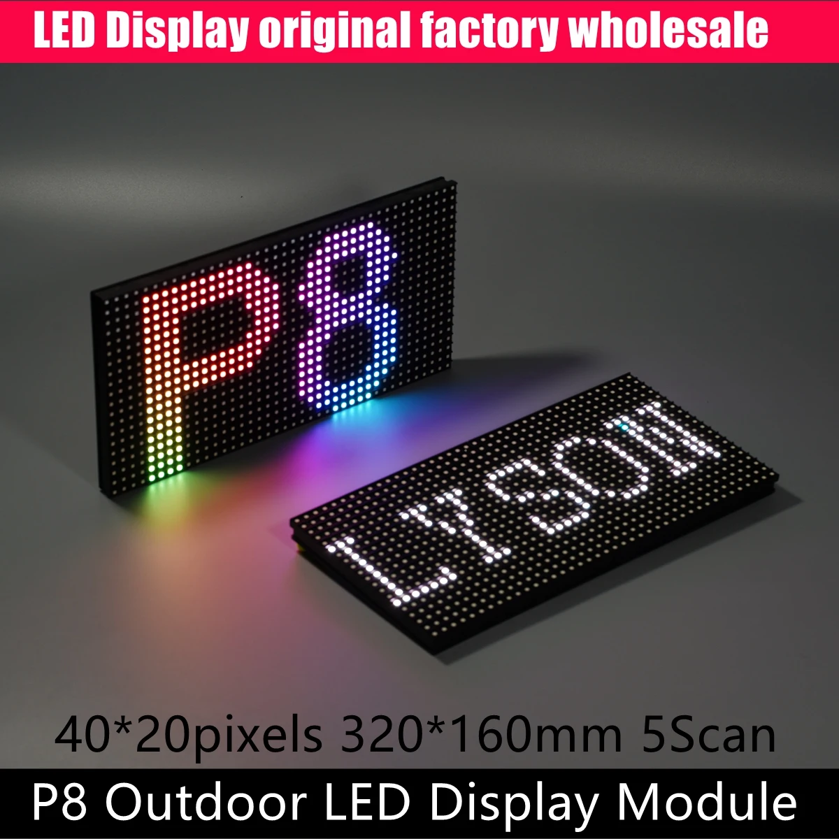 P8 Outdoor SMD Full Color Led Display Module 320*160mm 1/5 Scan hub75 Port 40x20 Pixels