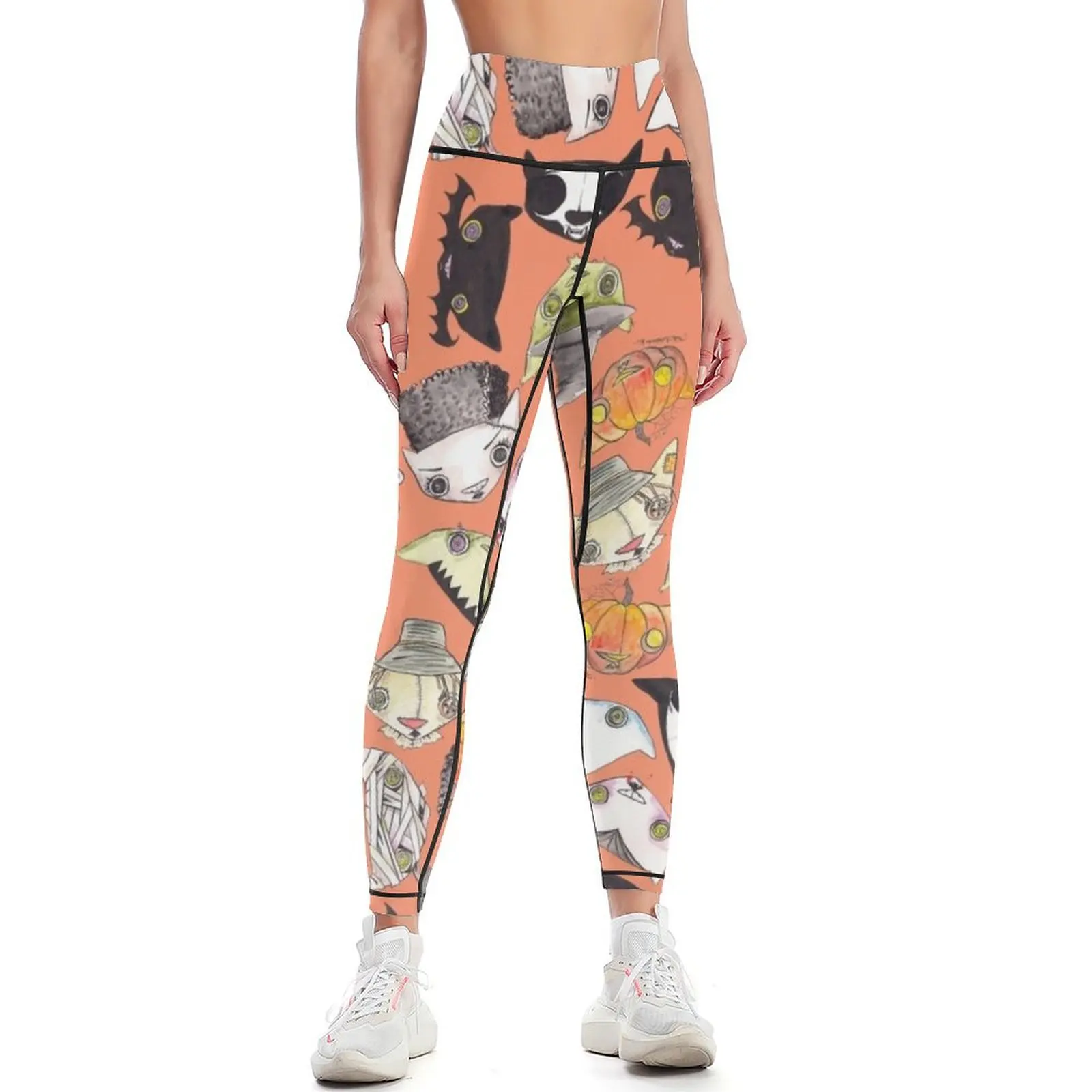 

Oro Halloween Orange Leggings sports tennis for sports for gym Womens Leggings