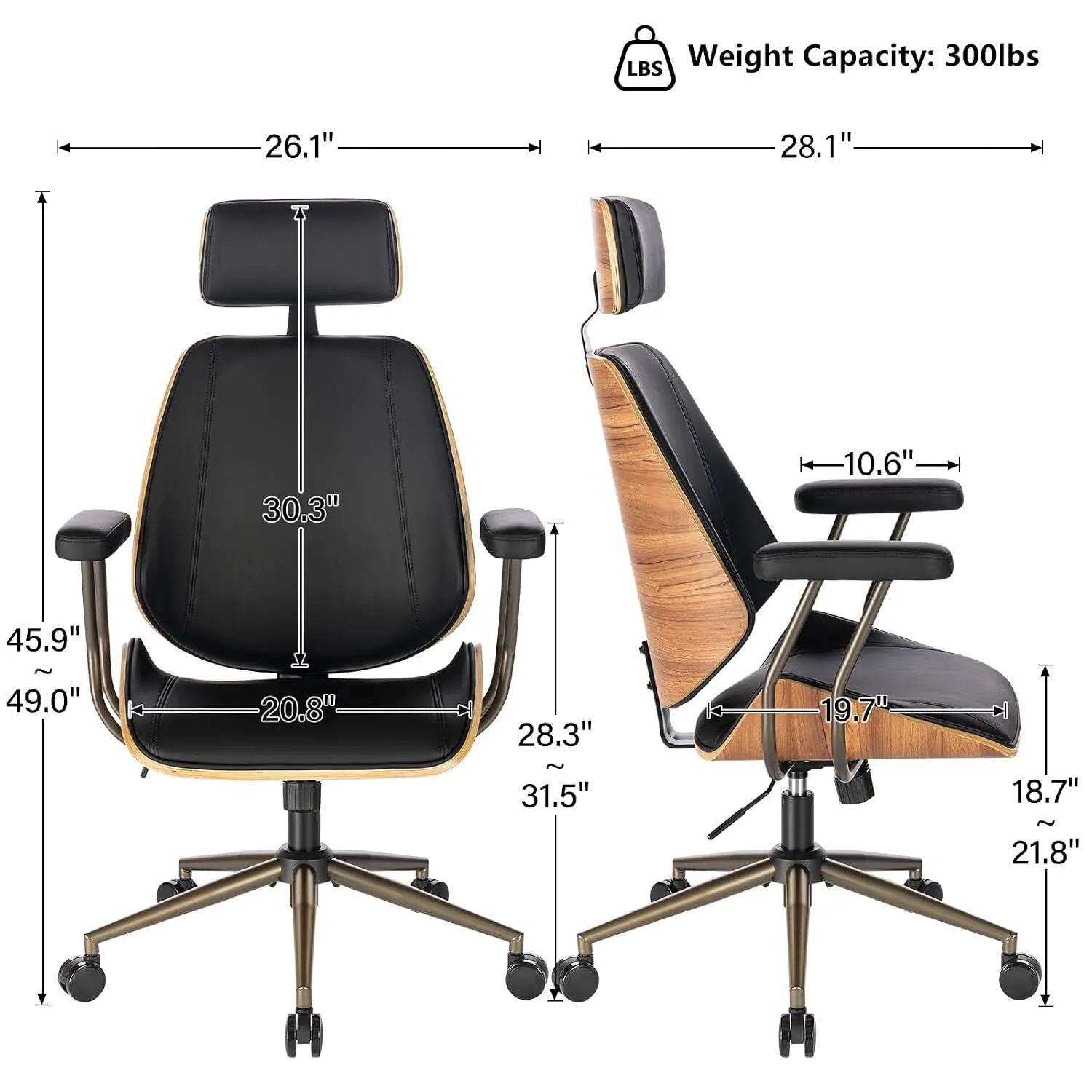 High Back Ergonomic Office Chair with Headrest & Arms, Black, Customized