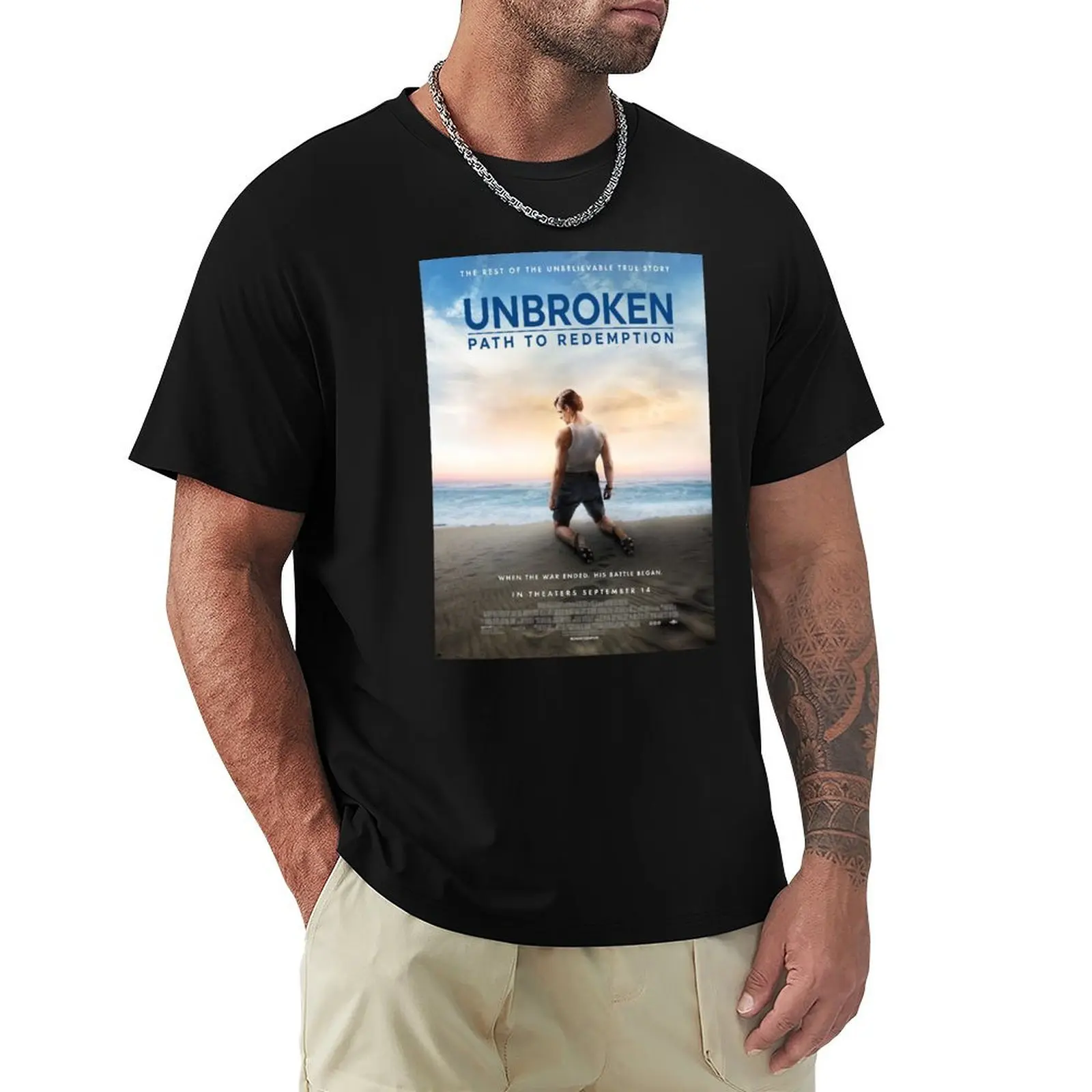 Unbroken Movie T-shirt oversized sports fans Aesthetic clothing heavyweights t shirts for men cotton