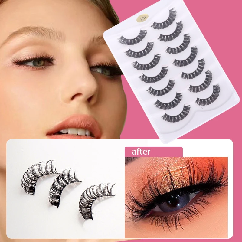 Cílios postiços Ferramenta de Extensão, 3D Mink Lashes, Russo Strip Lash, Falso Cils Maquiagem, Atacado, Acessórios, 7 Pares